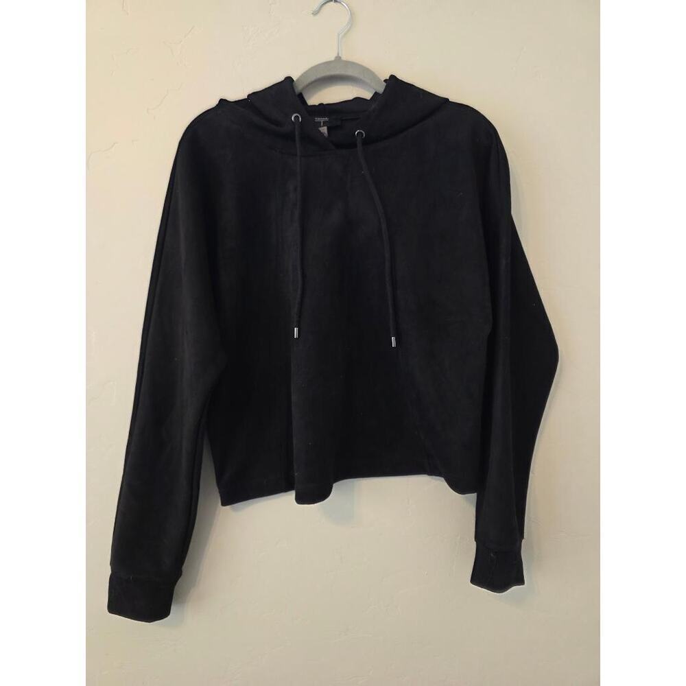 🖤 Tahari Cropped Black Hoodie XS Minimal Athleisure